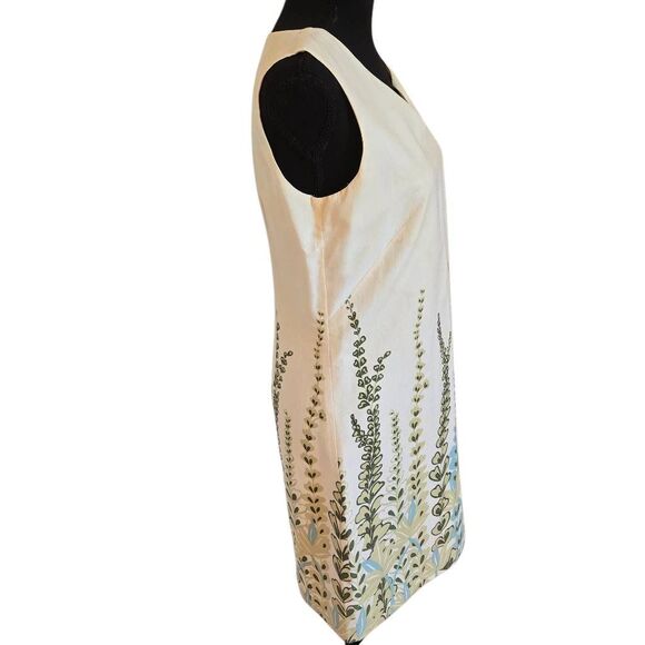 Ann Taylor LOFT Womens Sleeveless Vine Leaf Print Sheath Dress Cream Size 4 - Picture 3 of 11
